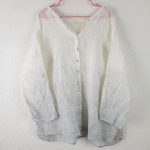Eileen Fisher 100% Linen Striped Button Down 3XL